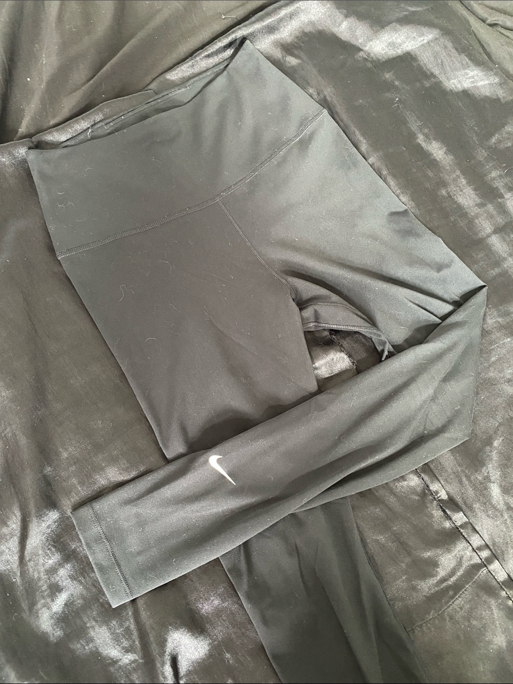 Nike Black High-Rise Leggings with White Swoosh